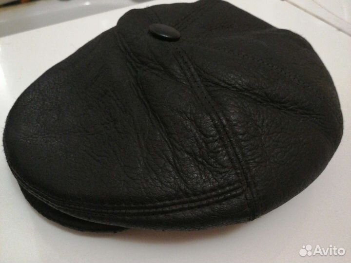 Мужская кепка натуральная кожа и мех