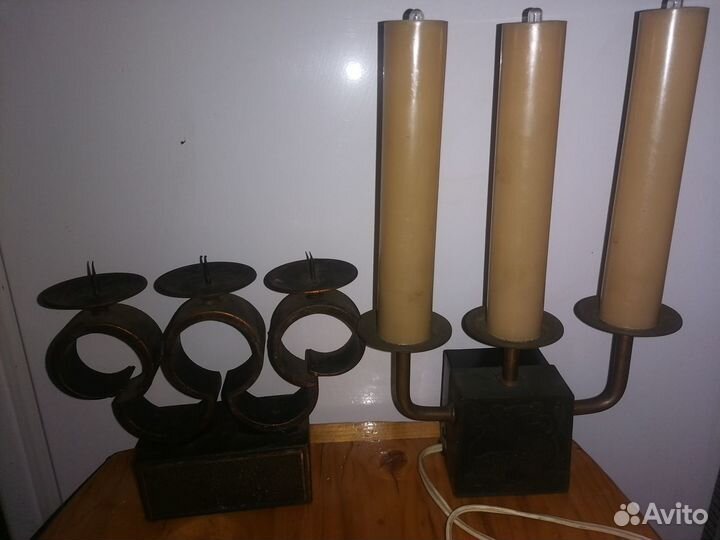 Подсвечник медный и ночник СССР