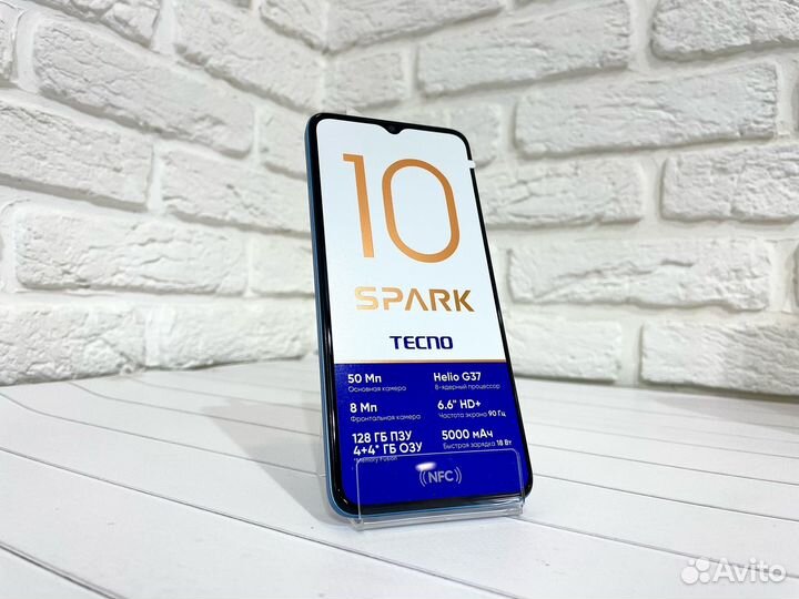 Смартфон tecno Spark 10 4/128Gb 2 nano SIM синий