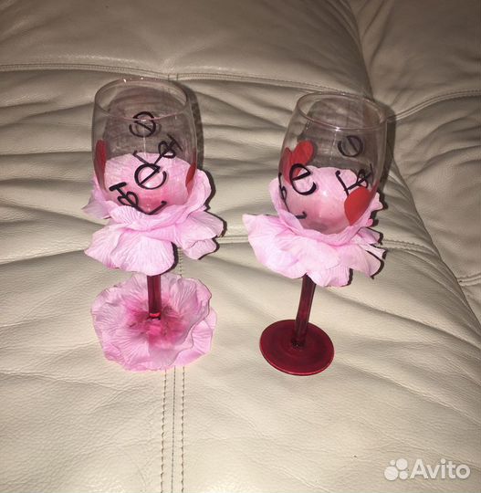 Свадебные праздничные бокалы ручной работы