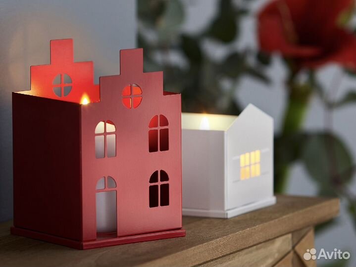 Подсвечники домики vinterfint и свечи IKEA новые