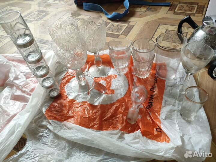 Набор бокалов, рюмок, стопок и крышек для графина