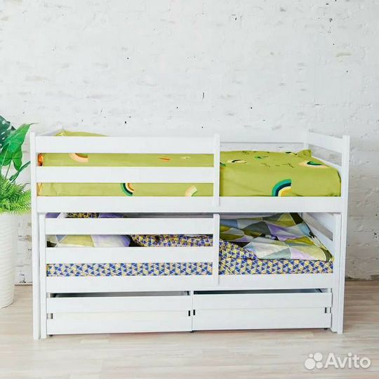 Кроватка от 2х лет с доп. местом из массива матреш