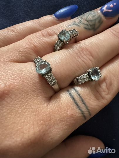 Комплект серебро серьги и кольцо с топазами