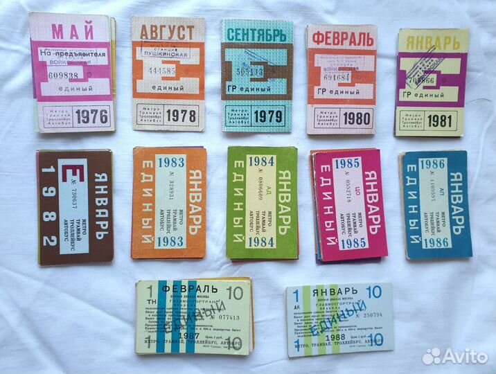 Проездные билеты СССР Москва 1976 - 1988 год