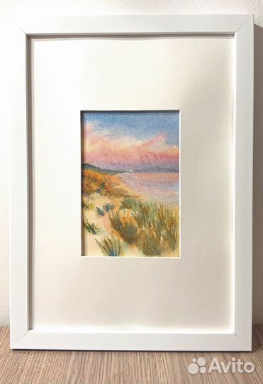 Авторская картина акварелью 10*15 море