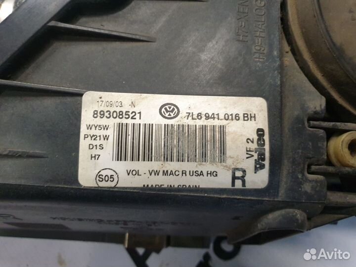 Фара правая vw touareg ксенон 7l6941016bh туарег