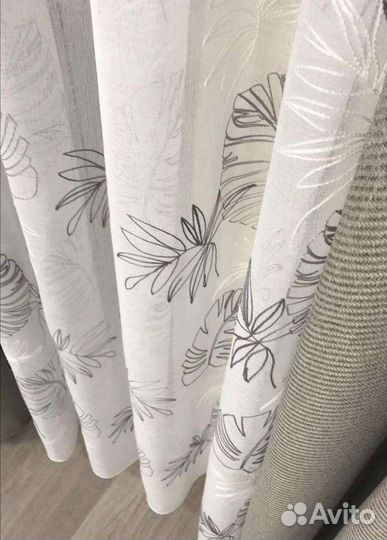 Тюль лен с вышивкой