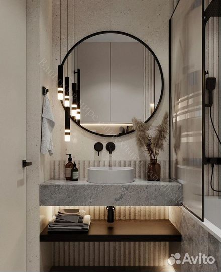 Круглое зеркало в черной раме Luciole