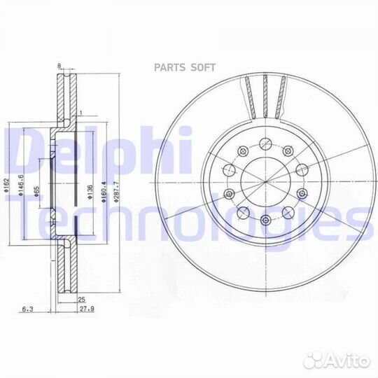 Delphi BG3035C Диск тормозной перед VW polo 10/sko