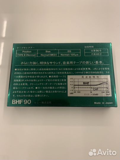 Аудиокассета Sony BHF 90. Japan. 1982 год