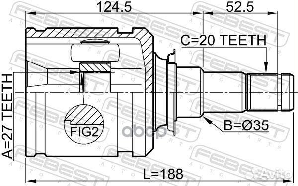 ШРУС внутренний левый 27X35X20 toyota isis ANM1