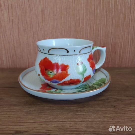 Чайная пара цветы Маки