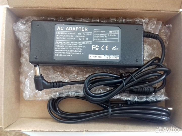 Блок питания 12v 7a 5.5x2.5mm 84w для ноутбука, тв