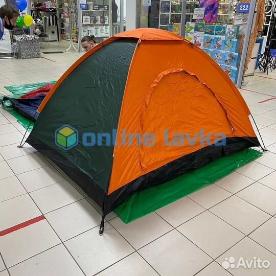 Палатка 2 места 1 слой оранжево зеленая
