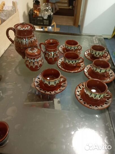 Кофейный чайный сервиз глиняный