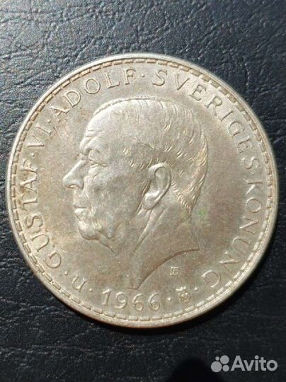 Швеция, 5 крон. 1966г. Серебро