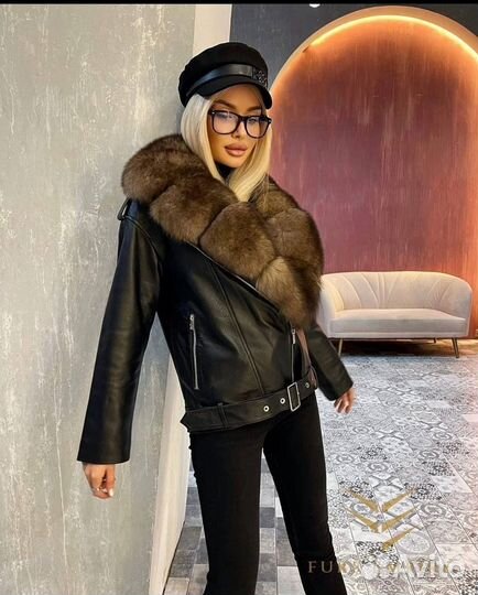 Кожаная куртка с отделкой из меха