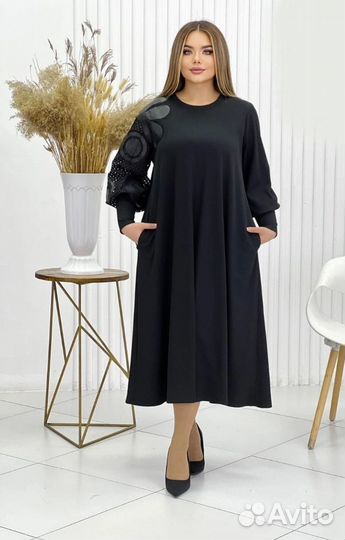 Платье р.54-66 Бохо стиль черное длинное