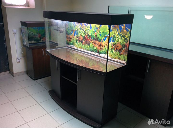 Аквариум 350 полукруглый, свет, крышка, тумба