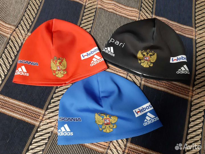 Лыж.Беговые шапочки полоски Сб.России adidas S-M-L