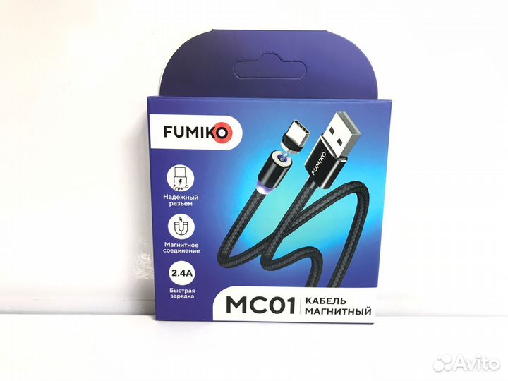 Кабель Fumiko mc01 Type-c 2.4A магнитный черный 1м