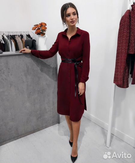 Платье рубашка женская бордо Larne