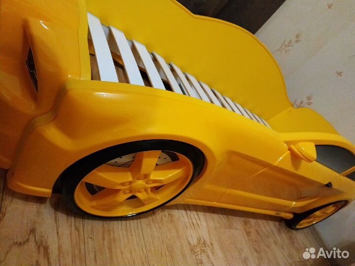 Кровать машинка Мустанг 3Д желтый