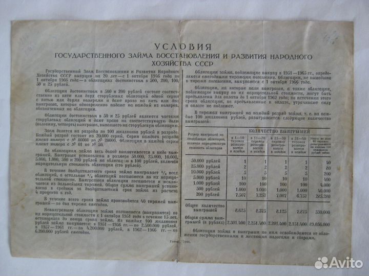 Облигации 1946 год