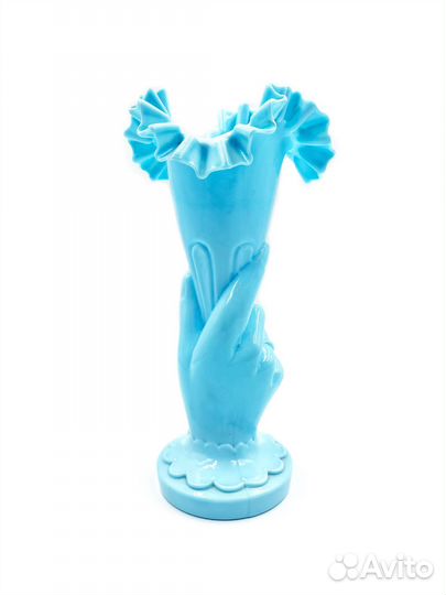 Ваза рог изобилия Царская Россия голубое стекло