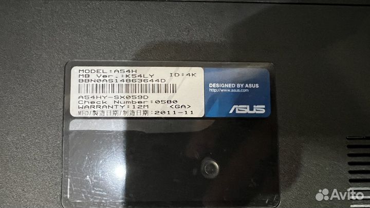 Asus ноутбук a54h
