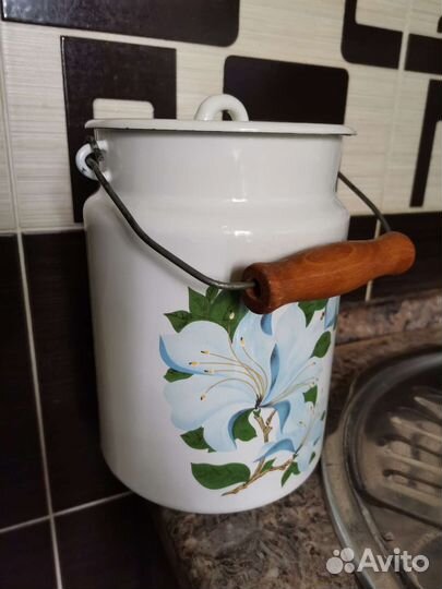 Тарелки и бидон молочный эмаль СССР