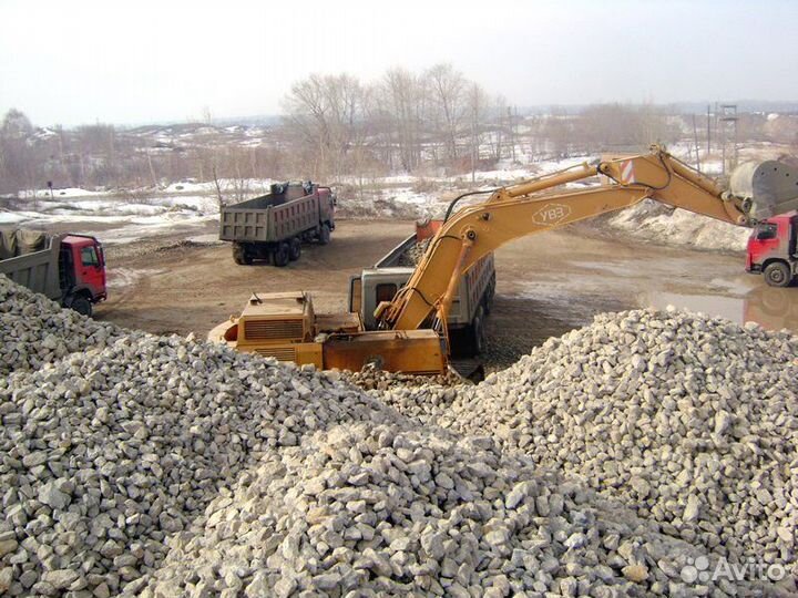 Щебень известняковый, гранитный, все фракции