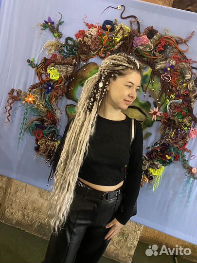 Фактурные дреды с локонами ангорской козы б/у