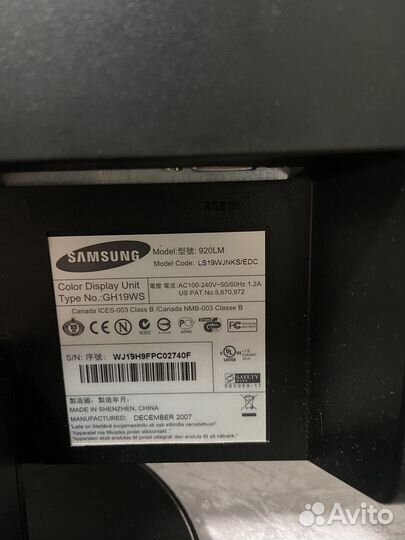 Монитор Samsung SyncMaster 920lm оригинал