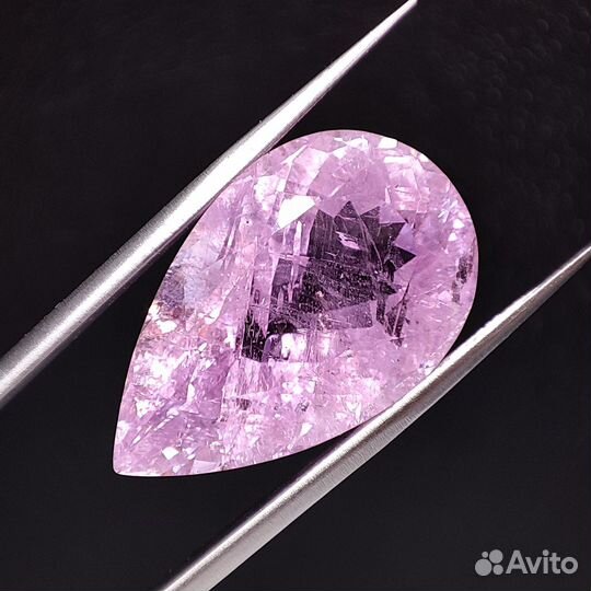 34.45 ct. Кунцит груша. Бразилия + сертификат
