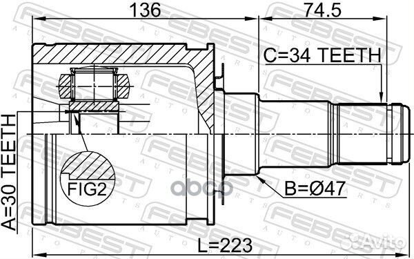 Шрус внутренний перед Febest