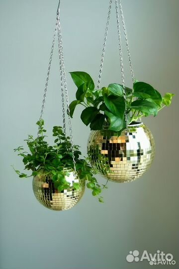 Кашпо из диско шара / кашпо из зеркальной мозаики