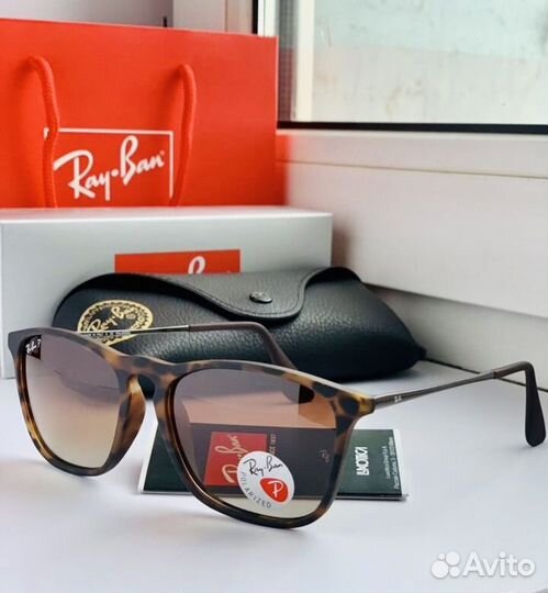 Очки ray ban Chris polaroid коричневые