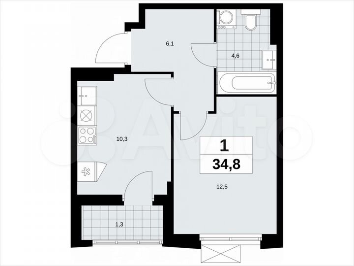 1-к. квартира, 34,8 м², 18/23 эт.