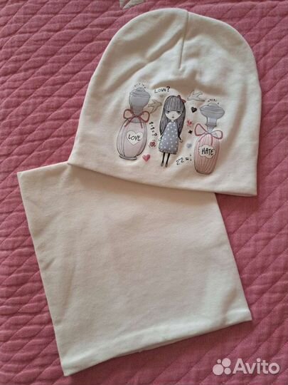 Комплект шапка, шарф снуд 52-54