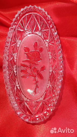 Хрустальная конфетница с гравировкой, СССР 80-90г