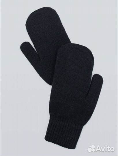 Варежки шерстяные новые черные