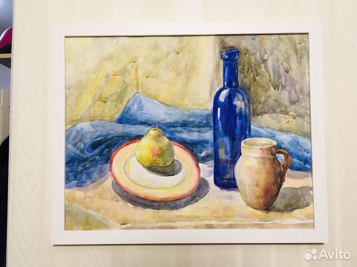 Акварель натюрморт с грушей 50х40