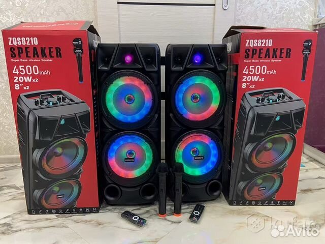 Блютуз колонка большая с беспроводным микрофоном