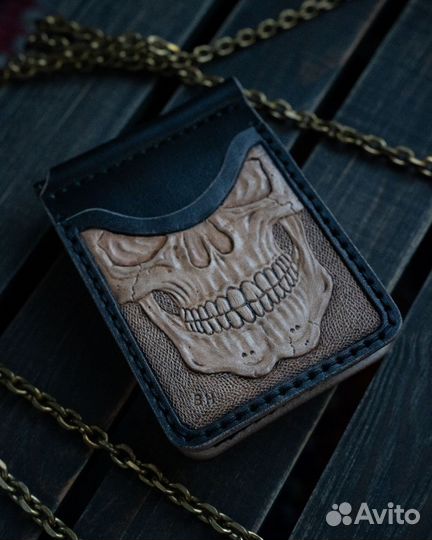 Кардхолдер из кожи, зажим для купюр, ручная работа