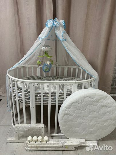 Детская кроватка трансформер с двумя матрасами