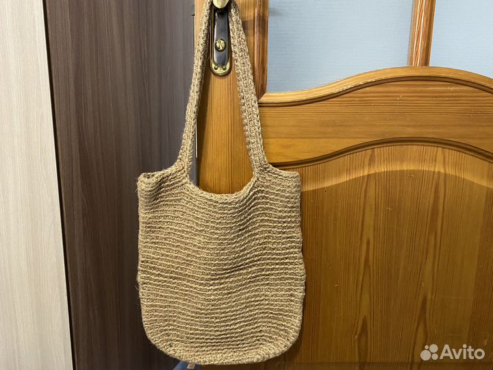 Сумка шоппер из джута вязаная