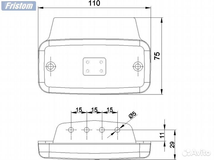 Фонарь габаритный прицепа FT-019 B+K (с кронштейн