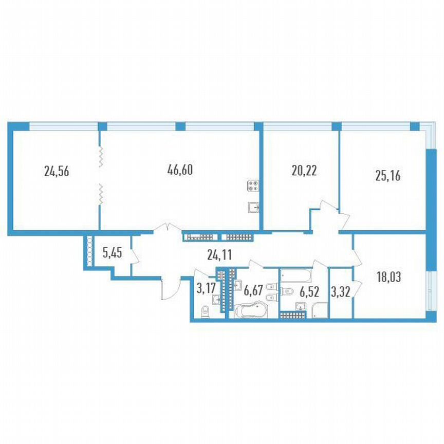 4-к. квартира, 183 м², 19/23 эт.